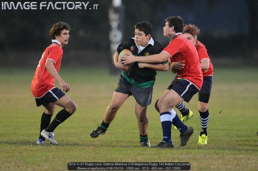 2014-11-01 Rugby Lions Settimo Milanese U16-Malpensa Rugby 143 Matteo Cazzamali